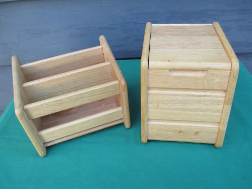 WOOD DESK ACCESSORIES - OAK - DIVIDED HOLDER &amp; ACCESSORY GARAGE