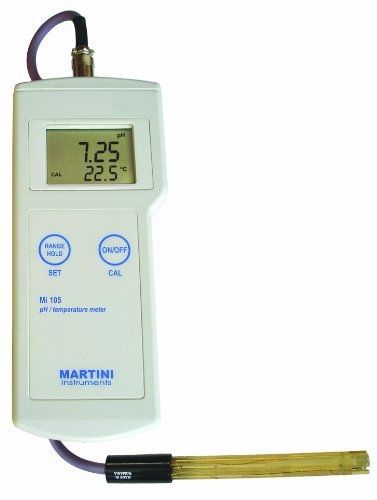 Milwaukee Mi105 Portable pH/Temperature Meter, -2.00 - 16.00 pH, +/- 0.02 pH