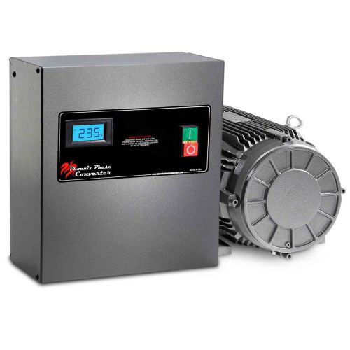 7.5 HP Rotary Phase Converter - TEFC, Voltage Display, Industrial Grade - GP7PLV