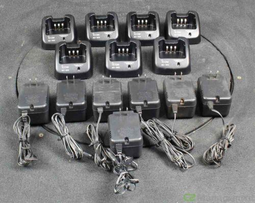 Lot of 7 icom bc-160 desktop chargers w/ bc-145a power adapters for sale