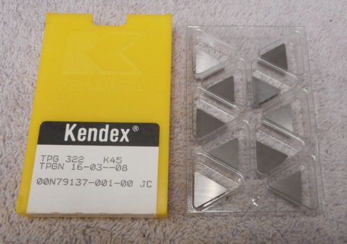 KENNAMETAL   CARBIDE  INSERTS    TPG 322      GRADE  K45     PACK OF 10