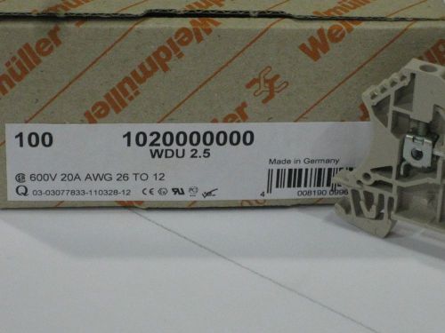 Weidmuller single deck terminal block new box of 100 1020000000 WDU 2.5