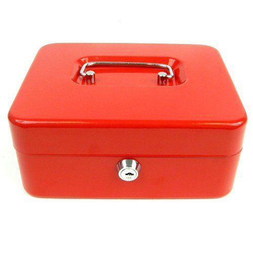 Stalwart 75-6580 Hawk 8-Inch Key Lock Red Cash Box with Coin Tray