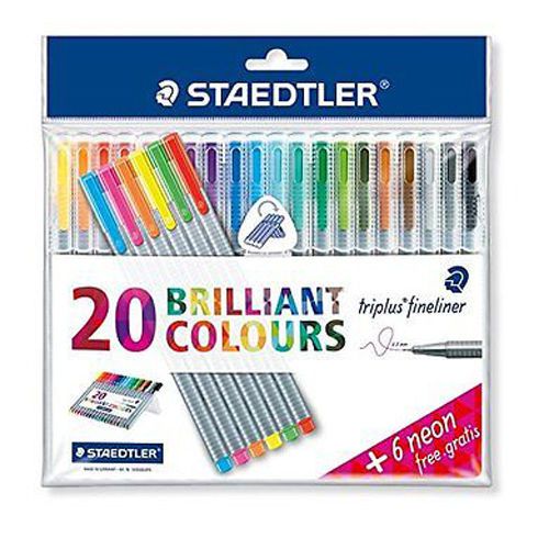 Staedtler Triplus Fineliners Brilliant Colours (20 + 6 Neon Colors) 334 SSB20 CA