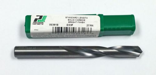 27/64&#034; CARBIDE JOBBER LENGTH DRILL, 2-7/8&#034; LOF, 4-1/2&#034; OAL, PTD D33F 003618