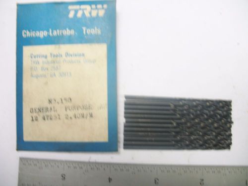 12- USA MADE CHICAGO LATHROBE 2.4mm (.0945) 3/32 TREATED DRILLS JOBBERS LENGTH