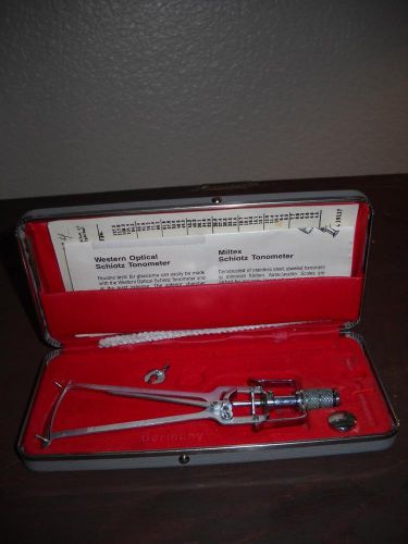 SCHIOETZ TONOMETER IMPROVED WITH CASE CHART &amp; PAPER NO. 5724