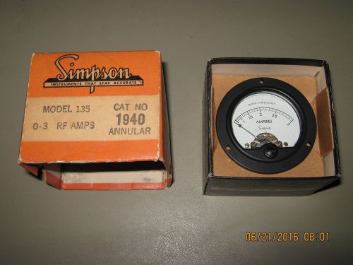 Vintage Simpson Model 135 RF Amperes Gauge Ga Gage Amp Old Radio Frequency