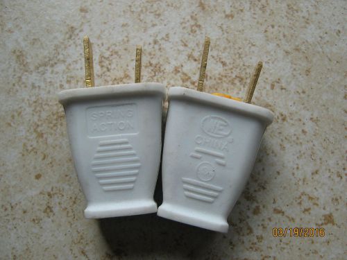 Lot of 2 White Cooper NonPolarized Straight Blade Plug 15A 125V SA440W NEMA 1-15