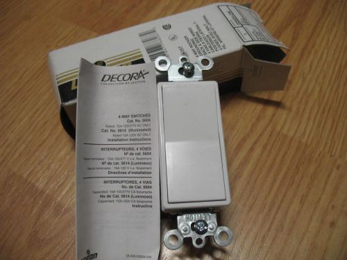 New leviton 5604-2w 15 amp 120/277 volt decora rocker 4-way ac quiet switch for sale