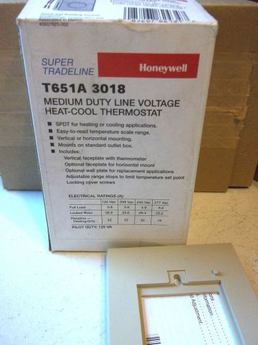 HONEYWELL T651A3018 MEDIUM DUTY LINE VOLTAGE HEAT-COOL THERMOSTAT