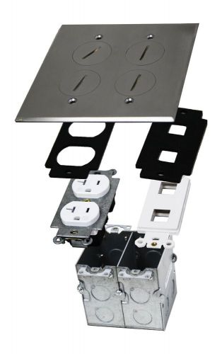 TopGreener Steel 2-Gang Recessed Floor Box 20A Duplex Receptacle Datacom Outlet