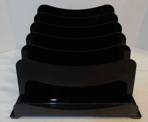 NEWELL BLACK PLASTIC 6 SECTION DESK TOP FILE MAIL SORTER HOLDER ORGANIZER