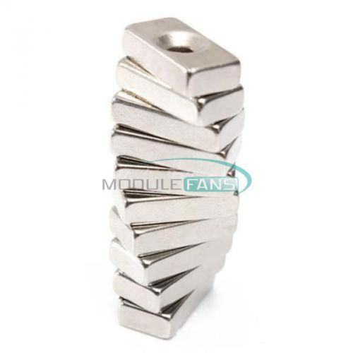 10PCS Neodymium N50 NdFeB Strong Magnets Block Rare Earth 4mm Hole 20x10x5mm