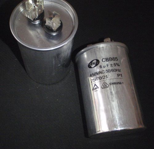 Capacitor cbb65a 450vac 6uf hvac 6 mfd ac motor compressor start # silver for sale