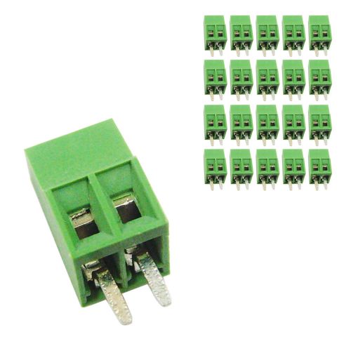 20 pcs 2.54mm Pitch 150V 6A 2P Poles PCB Screw Terminal Block Connector Green