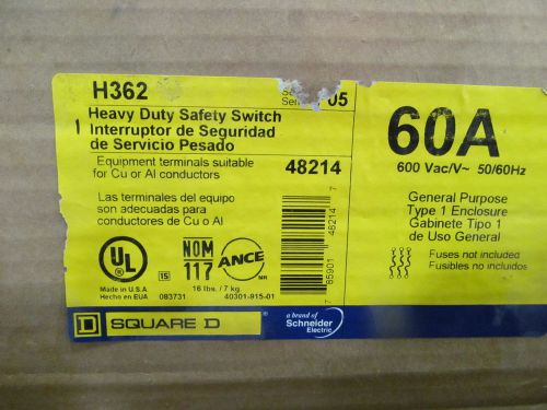 Square D H362 Disconnect 60 Amp 600 V Fusible