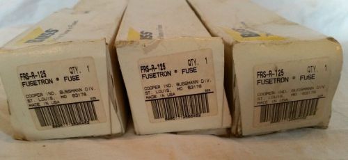 3 New Lot Bussmann  Fusetron FRS-R-125 125 Amp Fuses Class  RK5  600 Volts NIB