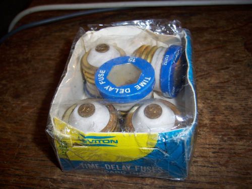 NOS Box of 5 Leviton 15 Amp Time Delay Glass Plug Fuses