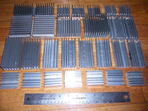 lot of 28 small flat-bottom aluminum heatsink heat sinks 1.75&#034; - 5&#034; (4cm-13cm)