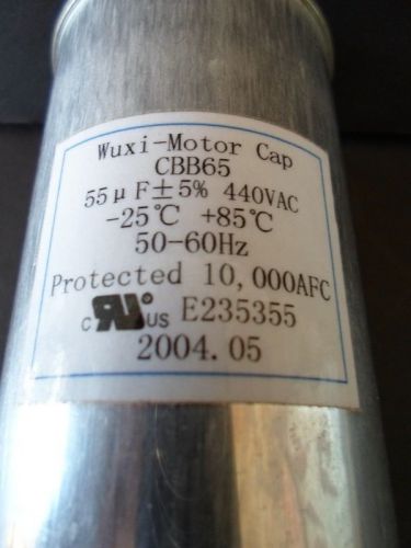 AC Motor Capacitors WUXI MOTOR CORP CBB65 440VAC 55uF BLEEDER RESISTOR #3118