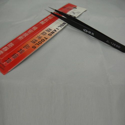 JL-12 ESD anti-static black special tip curved stainless steel tweezers tools