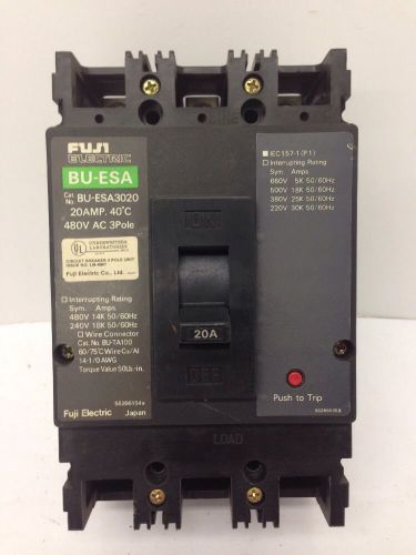 FUJI ELECTRIC 3 POLE CIRCUIT BREAKER 20A 480V BU-ESA 3020