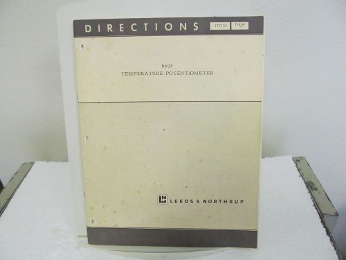 Leeds &amp; Northrup 8693 Temperature Potentiometer Instruction Manual