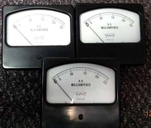LOT OF 3 Triplet Vintage Meter AC Volts  Milliamperes Model 430C A.C. mA 0-25