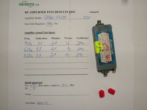 RF POWER AMPLIFIER AVANTEK SA80-1172M 4- 8GHz GAIN 30 , Po 21dbm