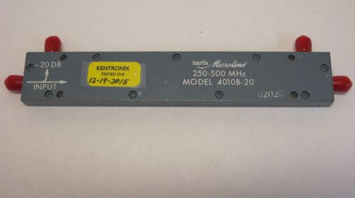 Narda 4010B-20  Directional Coupler. 250 to 500MHz,  20dB.  Tested Good.