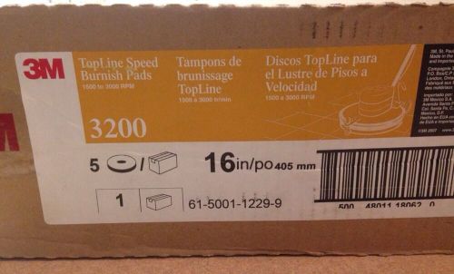 3M 3200 TopLine Speed Burnish Pads 16&#034; (Case of 5)- New