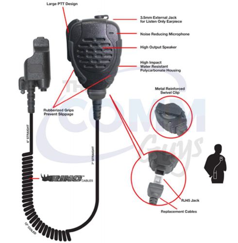 PRYME™ TROOPER SPM-2123 Heavy Duty Speaker Mic Motorola XTS2500 XTS3000 XTS5000