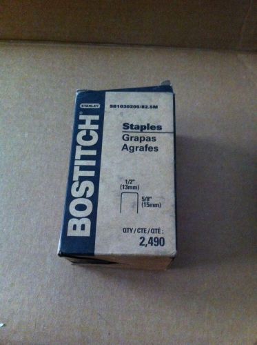 STANLEY BOSTITCH SB1030205/82.5 Carton Staples, Stick, 1/2x5/8 L, PK2490 (B13)