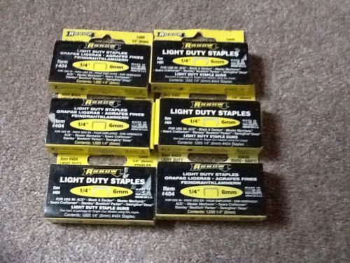 (6) Arrow 1/4&#034; 1000 Light Duty Staples #404