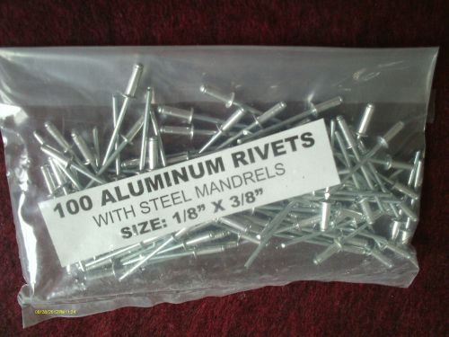 New aluminum pop rivets w/steel mandrels 100 pcs 1/8&#034; x 3/8&#034; free ship in usa for sale