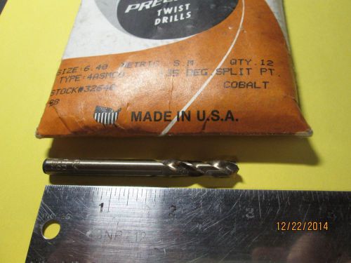 Precision twist cobalt 6.40 dia. drill bit metric s.m.135d split pt- 12 pcs -new for sale