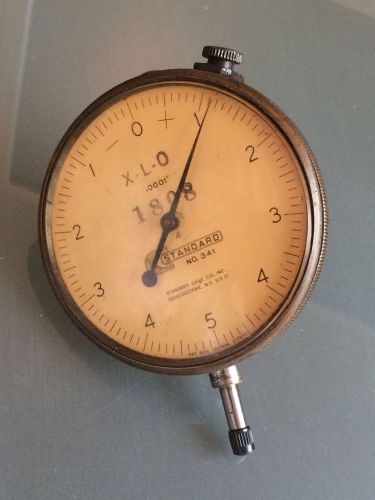 STANDARD GAGE CO. DIAL INDICATOR .0001&#034; NO. 341 3.5&#034; FACE SHOCKPROOF VINTAGE