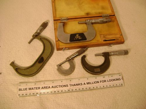 (4) micrometer s, 0&#034; - 4&#034; range, .001&#034; &amp; .0001&#034;, starrett, lufkin, fowler, more for sale