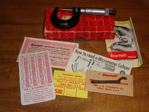 Starrett 0-1 inch micrometer no 436 with box free shipping for sale