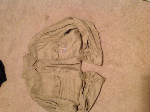 Flame Resistant Carharrt Shirt Khaki Size M Mens