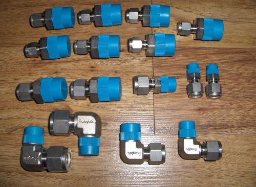 (16) new assortment of swagelok stainless steel tube fittings for sale