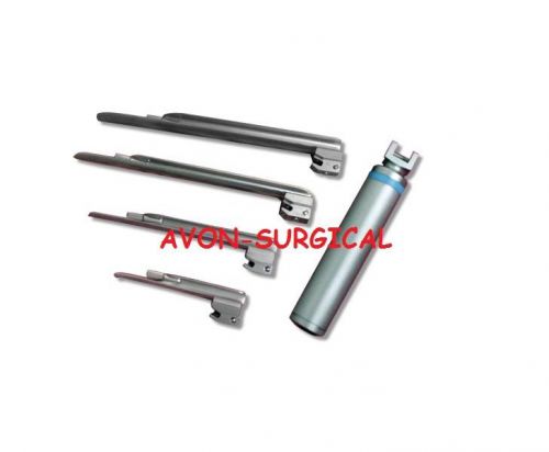 New Laryngoscope Miller Set of 4 BLADES &amp; 1 HANDLE EMT Anesthesia Intubation