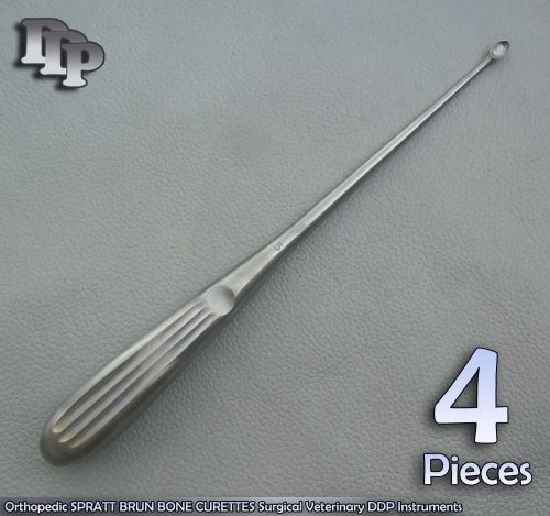 4 Pcs Orthopedic SPRATT BRUN BONE CURETTES 5/ 9&#034; Surgical DDP Instruments