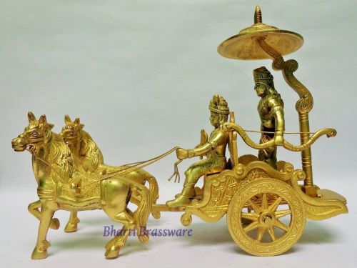 Brass krishna arjun rath chariot,handicrafts horse cart new brand for sale