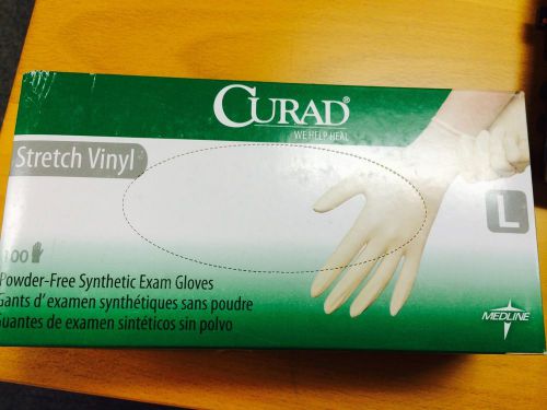 MEDLINE CURAD LARGE POWDER FREE LATEX FREE VINYL EXAM 100 GLOVES BOX