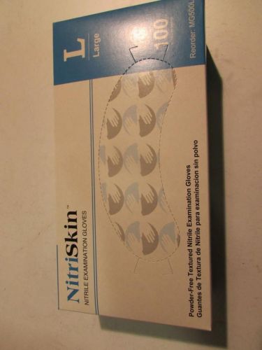 Lot of (10) NitriSkin MG500L Nitrile Exam Gloves PF Large Blue 100PK