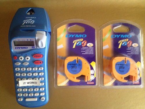 Blue dymo letratag handheld label maker and 2+ label cartridges. bundle for sale