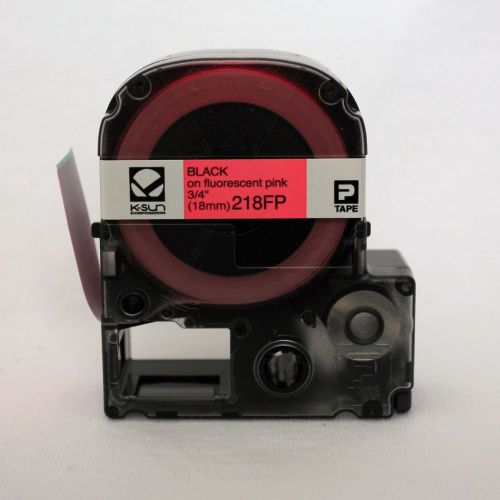 K-sun 218fp black on fluorescent pink labelshop label tape 3/4&#034; ksun for sale