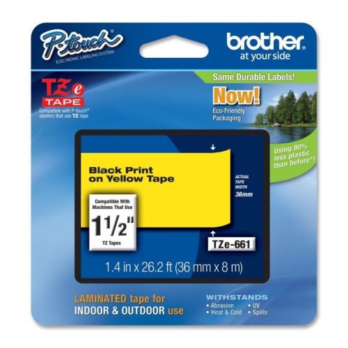 BROTHER TZE-661 INTERNATIONAL BLACK ON YELLOW 1.5&#034; TAPE